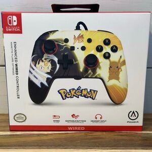 Nintendo Switch Enhanced Wired Controller Pikachu vs. Meowth Pokémon NEW Sealed